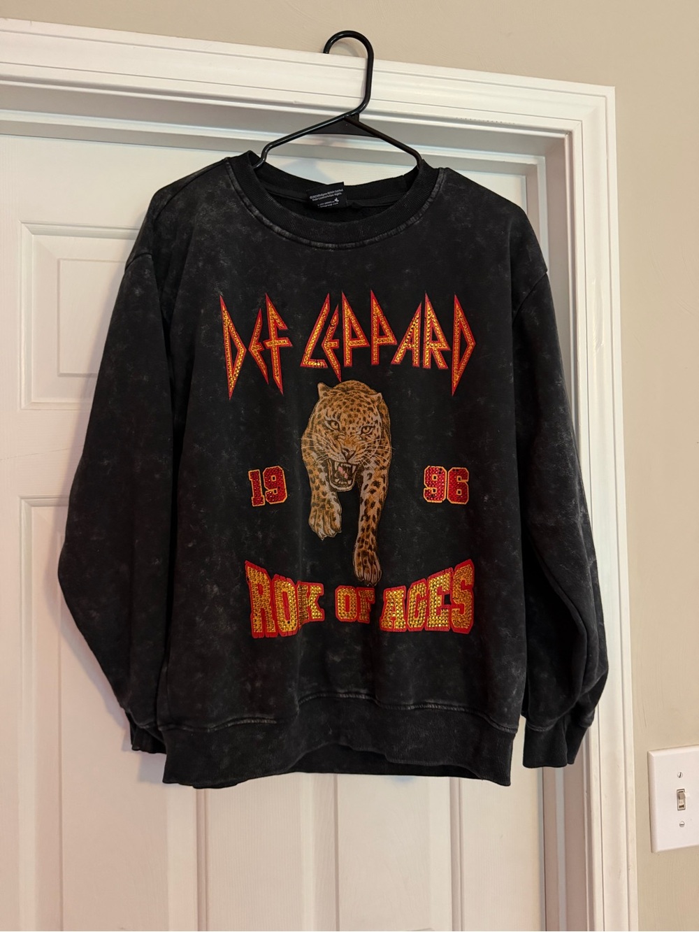 Def Leppard Black Graphic Crewneck Sweatshirt - Rope of Ages
